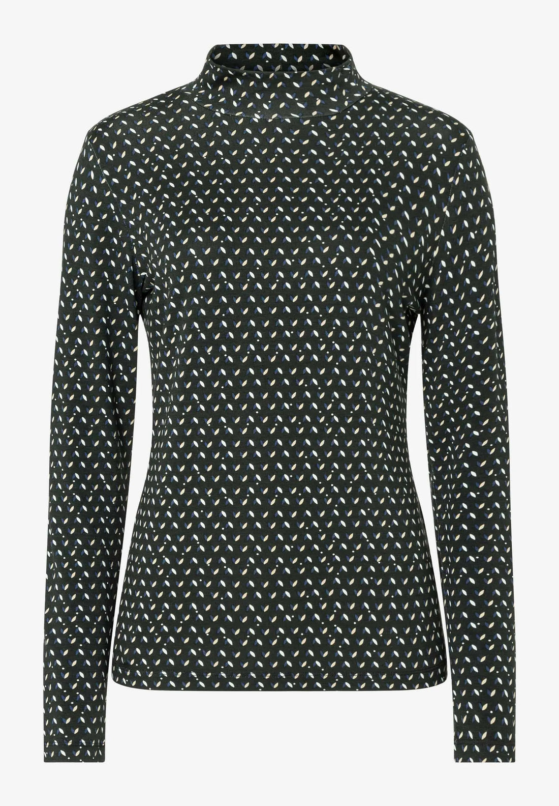 More &amp; More Knitted Jacquard Pattern Women Roll-Neck Top with Graphic Print SKU: 61930503_M4683 Image 01
