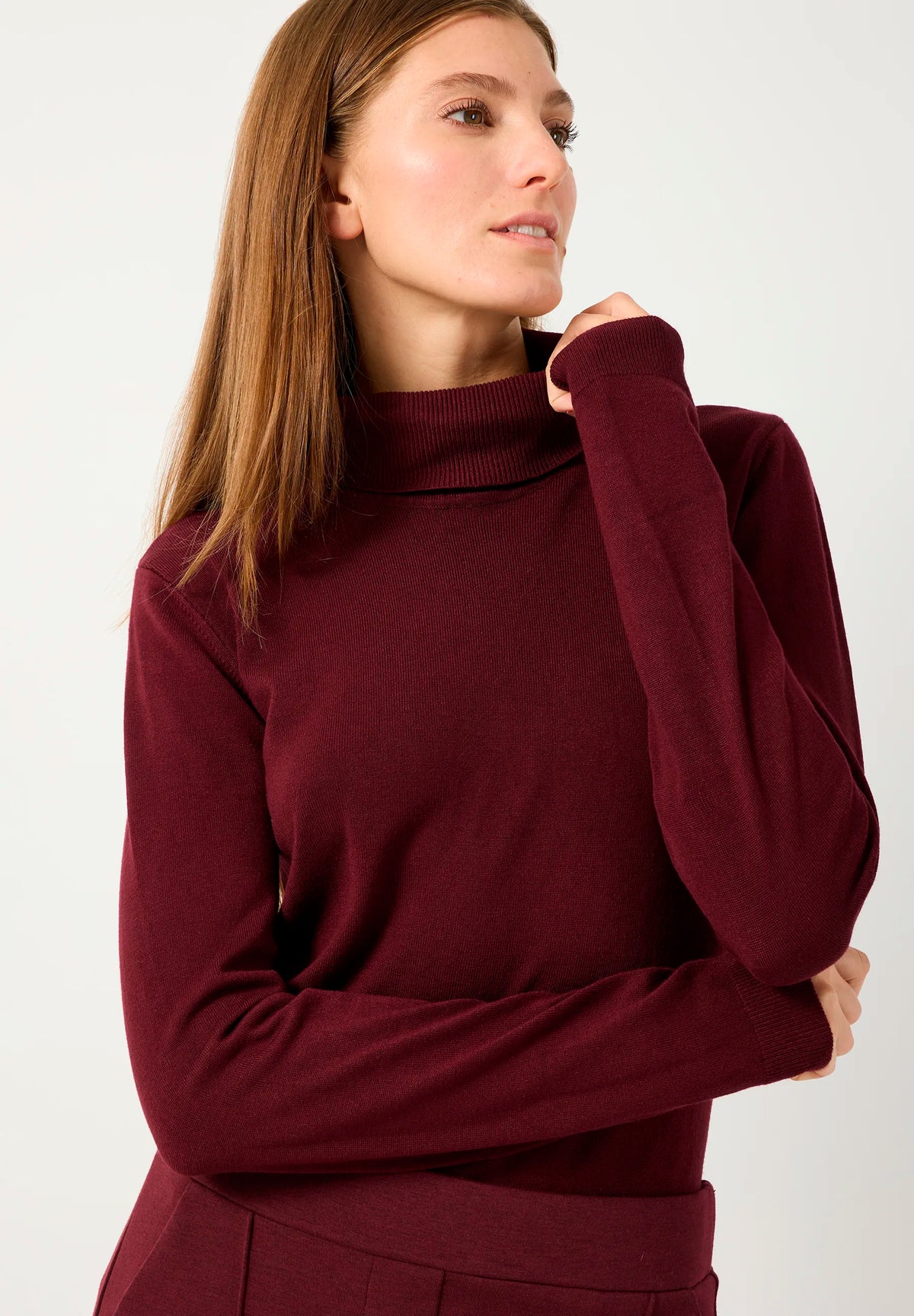 More &amp; More Pomegranate Red Women Fine-Knit Roll-Neck Jumper SKU: 61931537_M0561 Image 03