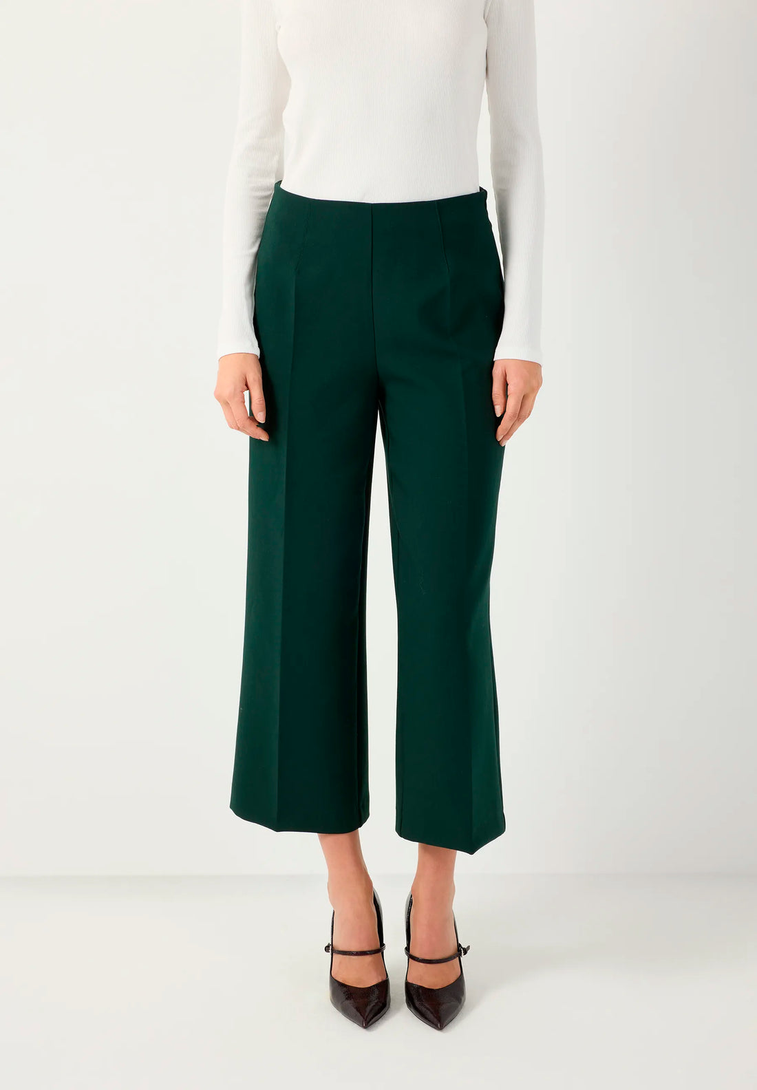 More &amp; More Dark Bottle Green Women Culottes SKU: 61934434_M0683 Image 01