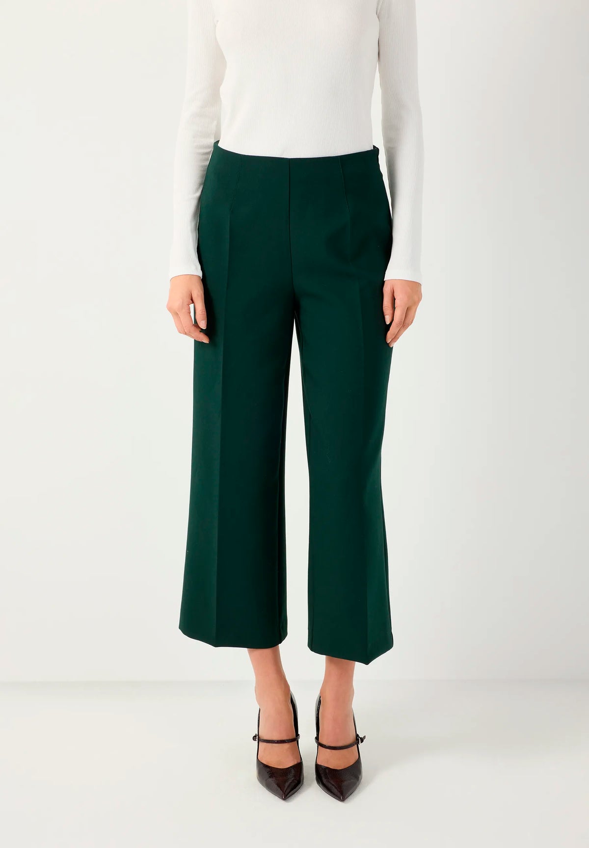 More &amp; More Dark Bottle Green Women Culottes SKU: 61934434_M0683 Image 01