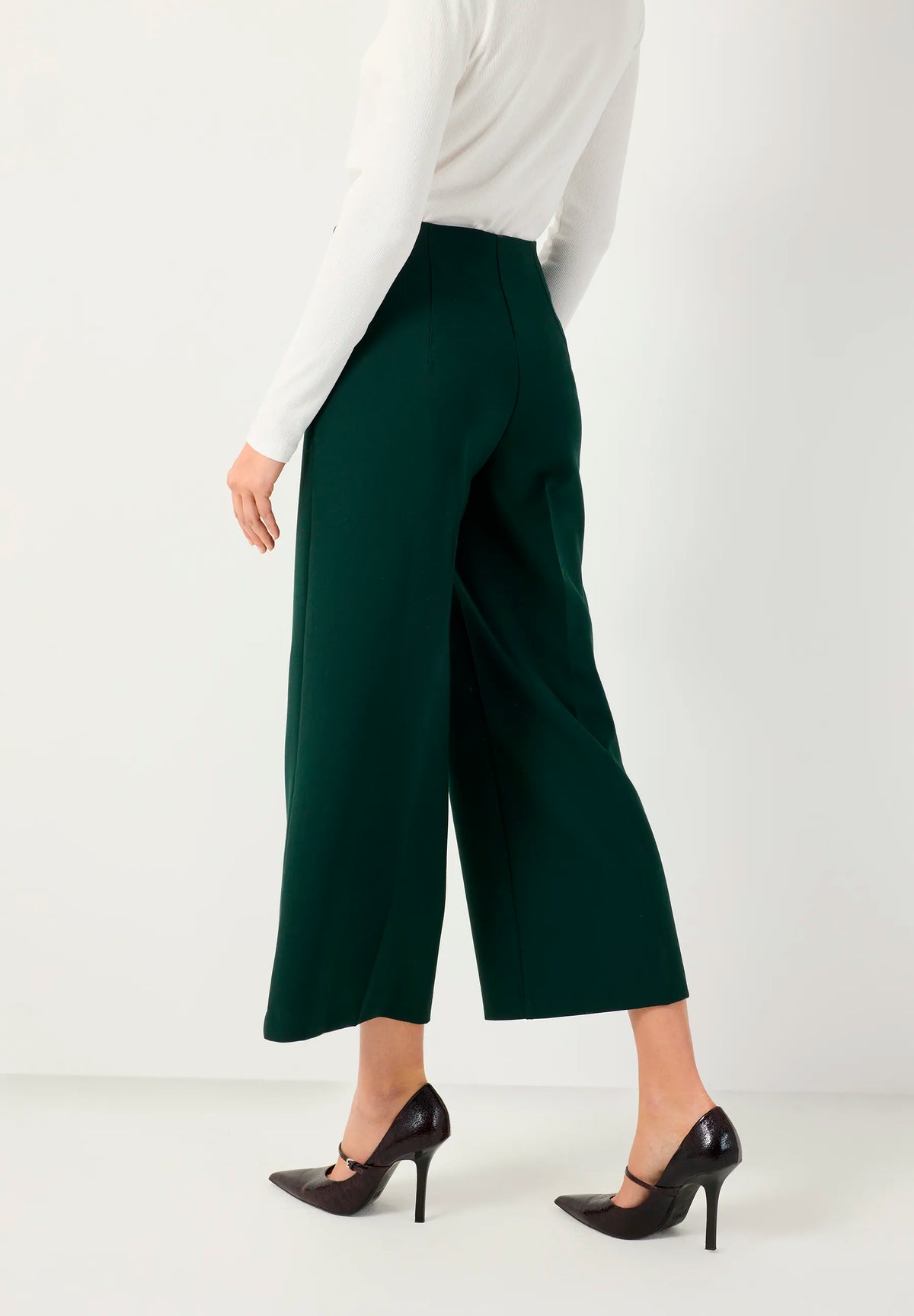 More &amp; More Dark Bottle Green Women Culottes SKU: 61934434_M0683 Image 04