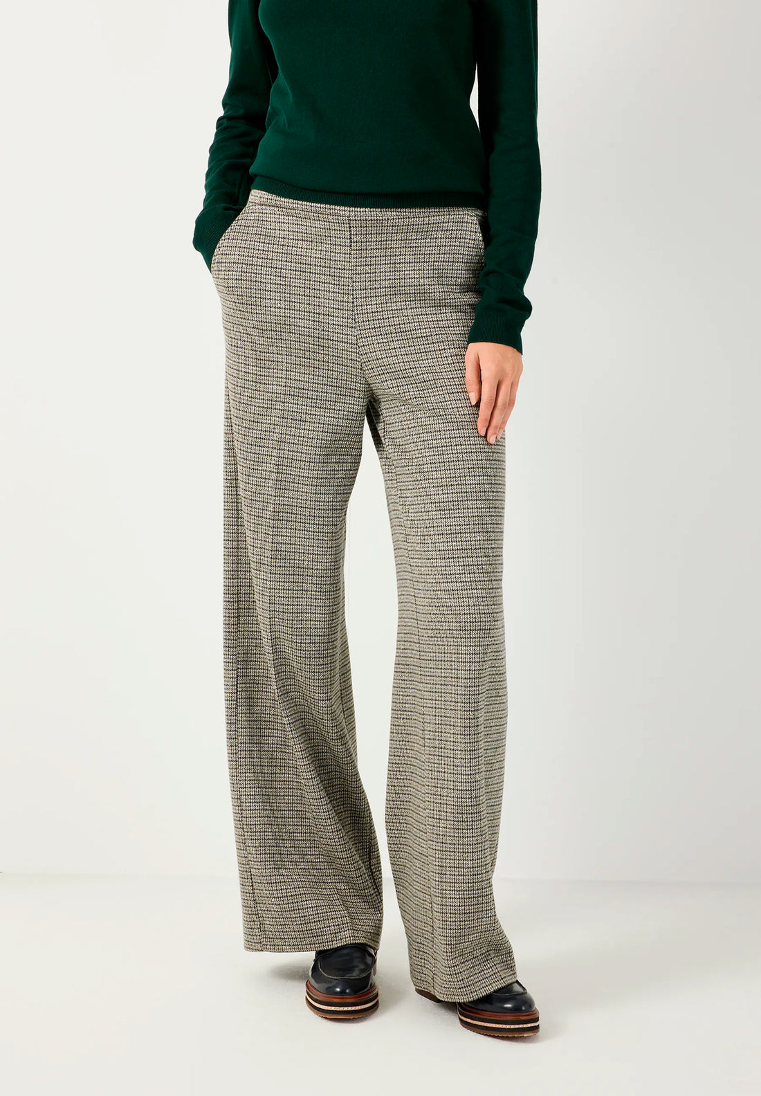 More &amp; More Glencheck Women Mini-Check Jersey Trousers SKU: 61934491_M4064 Image 01