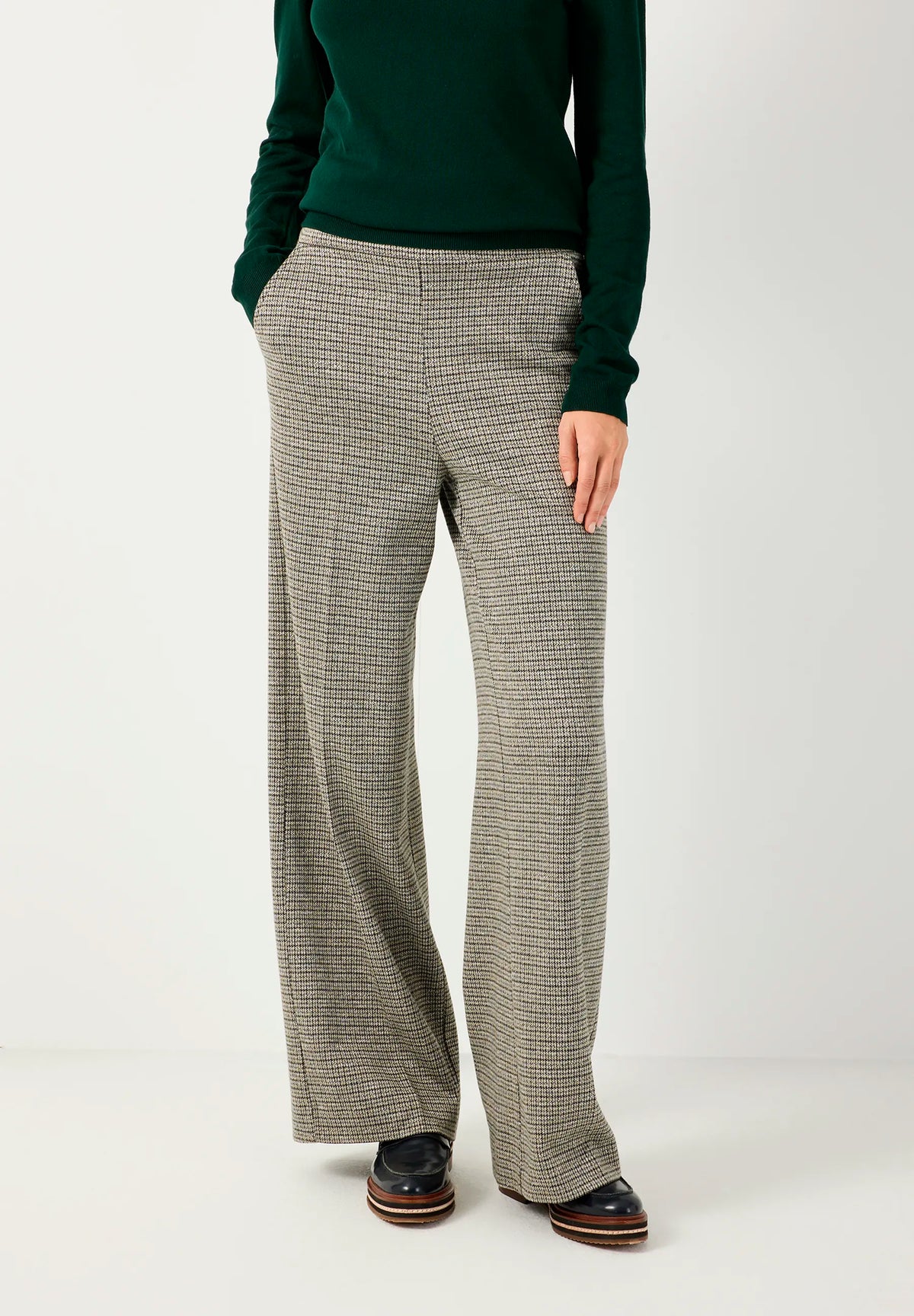 More &amp; More Glencheck Women Mini-Check Jersey Trousers SKU: 61934491_M4064 Image 01