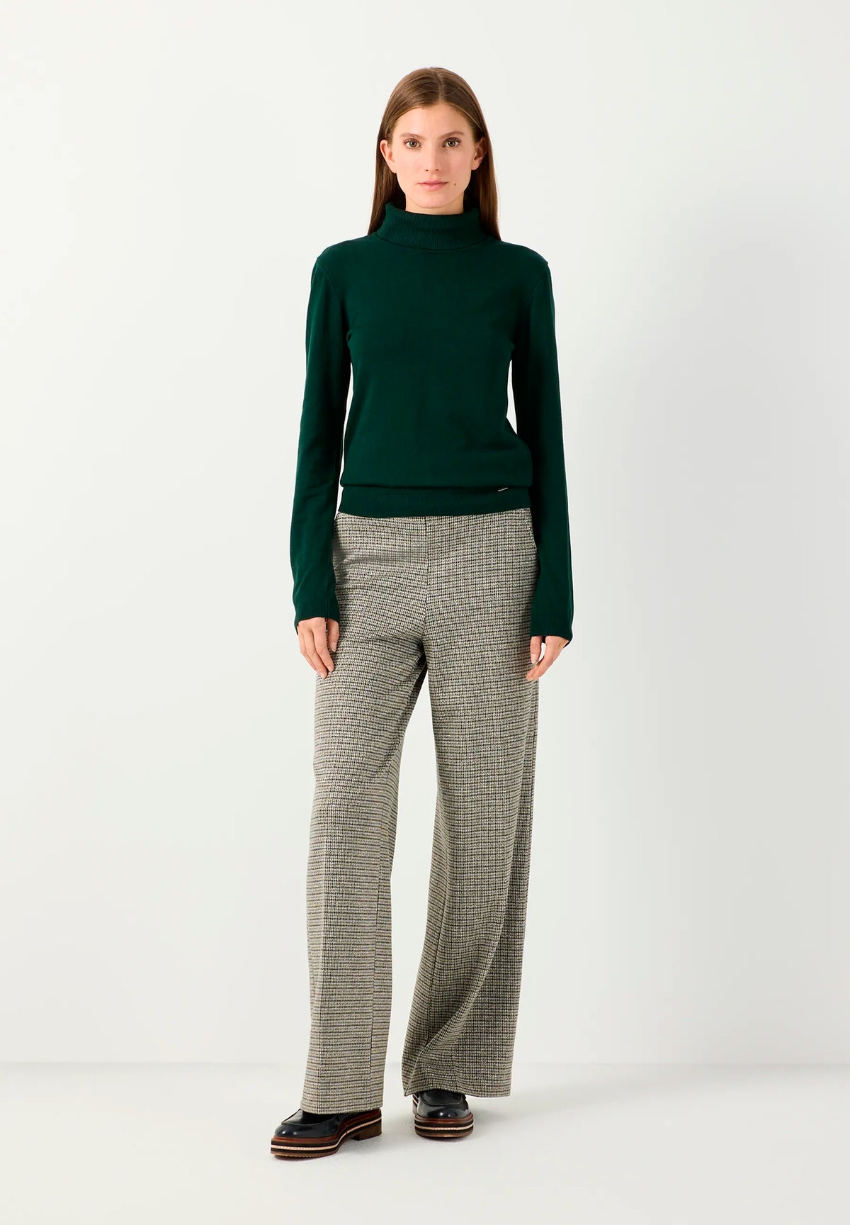 More &amp; More Glencheck Women Mini-Check Jersey Trousers SKU: 61934491_M4064 Image 02