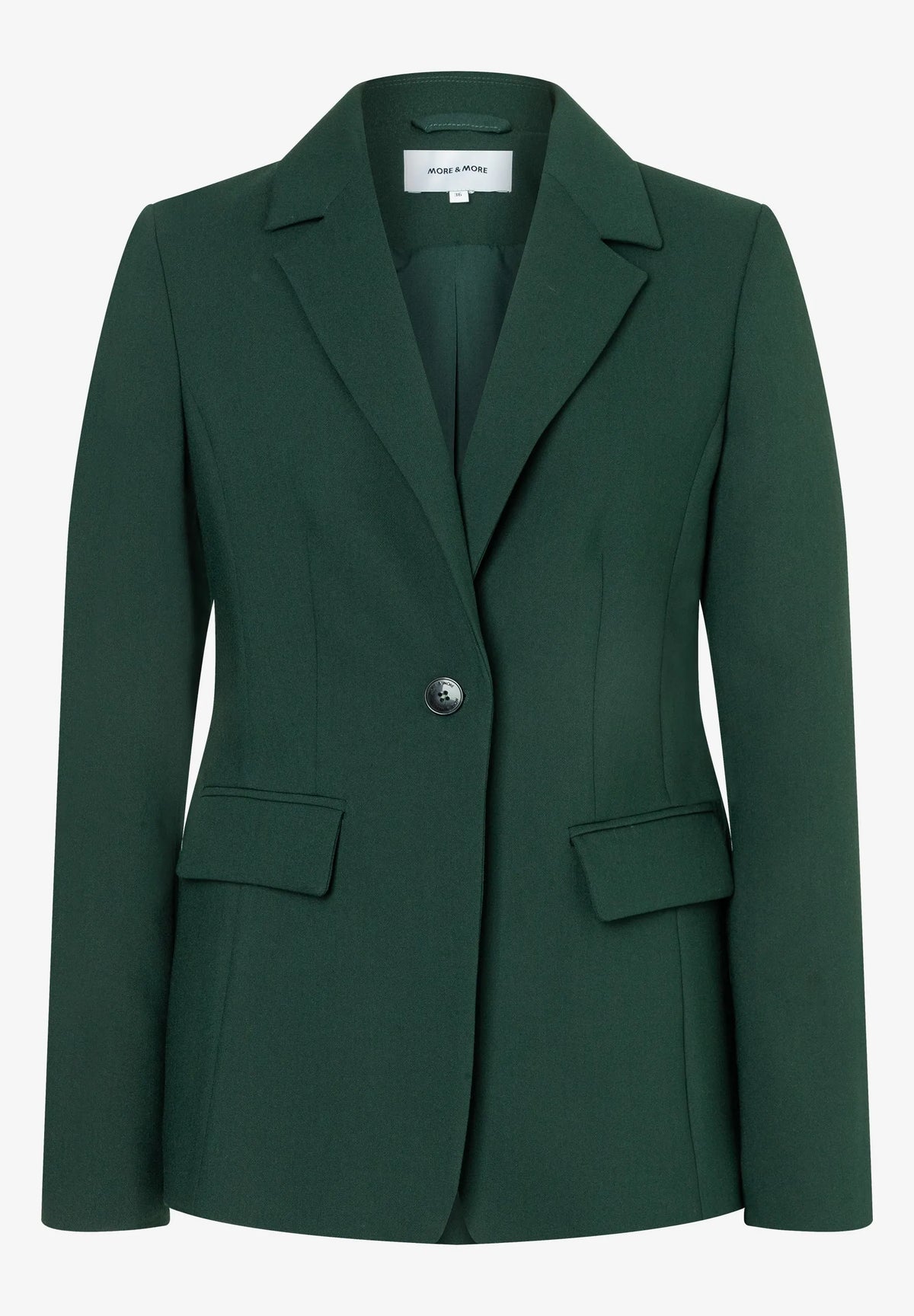 More &amp; More Dark Bottle Green Women One-Button Blazer SKU: 61936416_M0683 Image 03