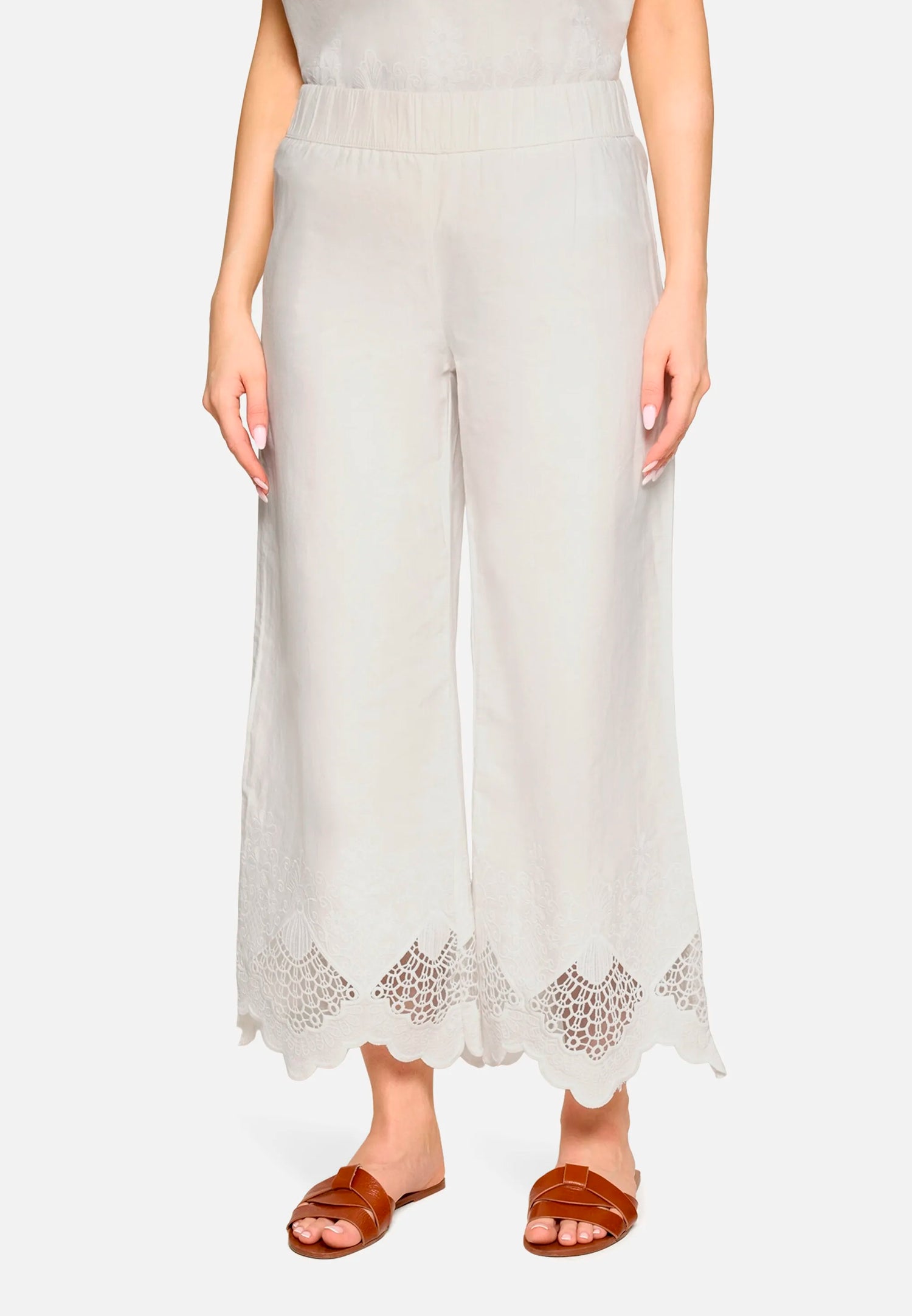 Betty Barclay Offwhite Women Culottes with Elastic Waistband SKU: 6200-1934_1014 Image 01