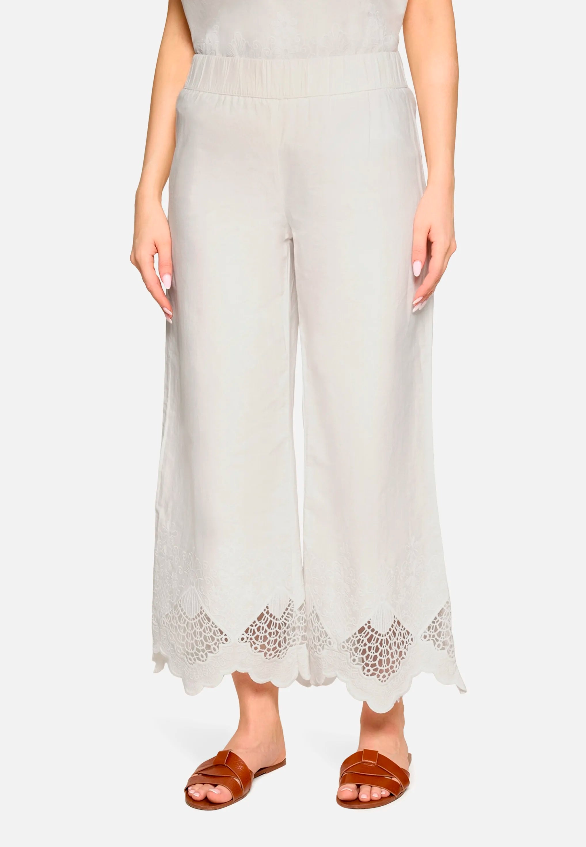 Betty Barclay Offwhite Women Culottes with Elastic Waistband SKU: 6200-1934_1014 Image 01