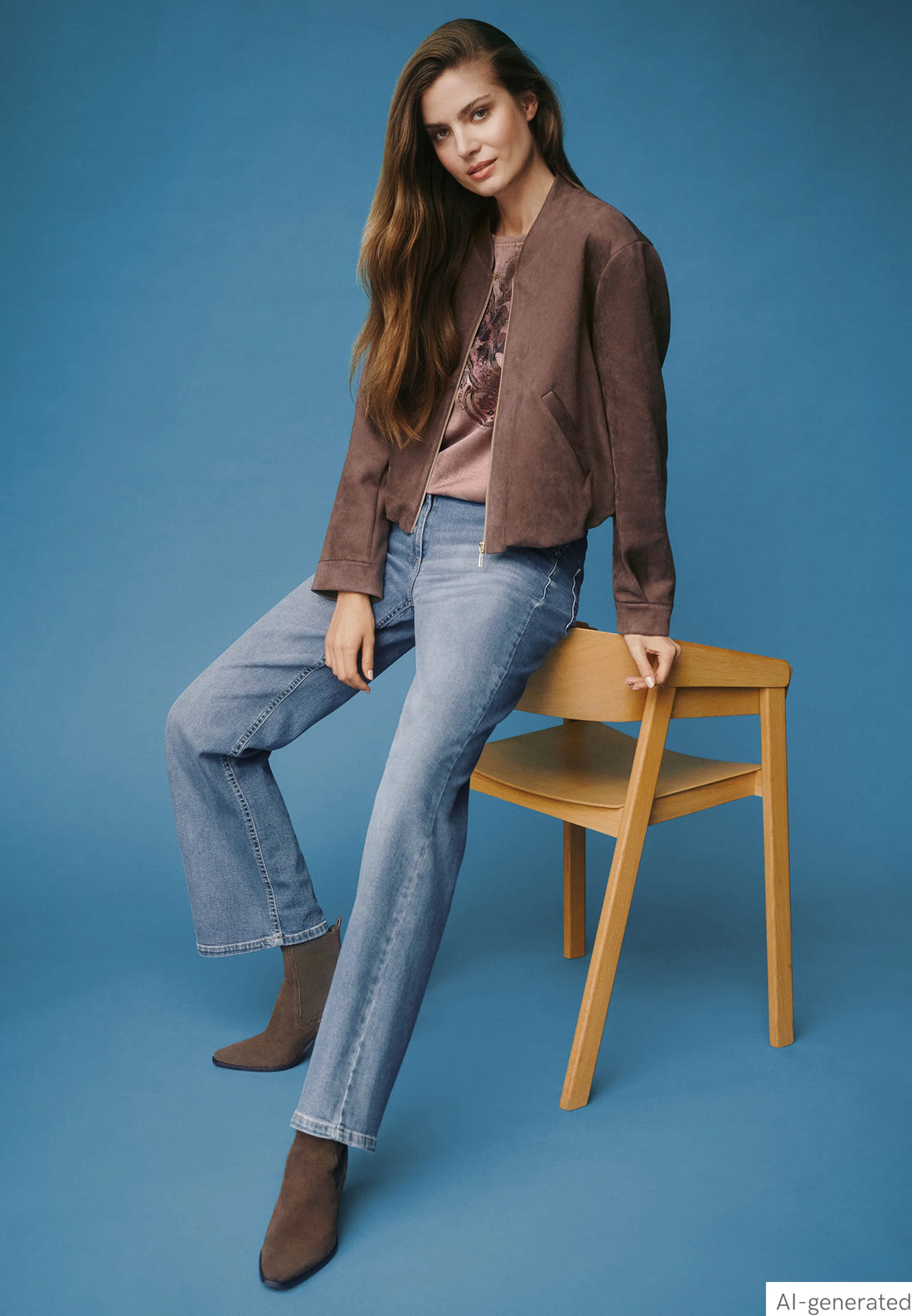 Betty Barclay Middle Blue Denim Women Wide-Leg Jeans with a Used Wash SKU: 6217-1980_8619 Image 01