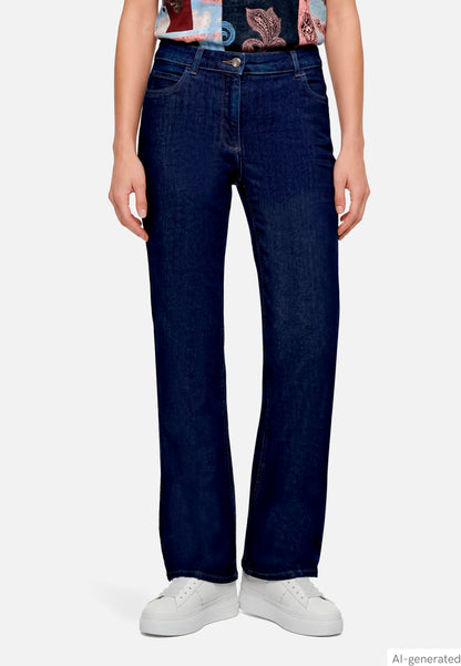 Betty Barclay Deep Blue Denim Women Wide-Leg Jeans with a Used Wash SKU: 6217-1980_8624 Image 01