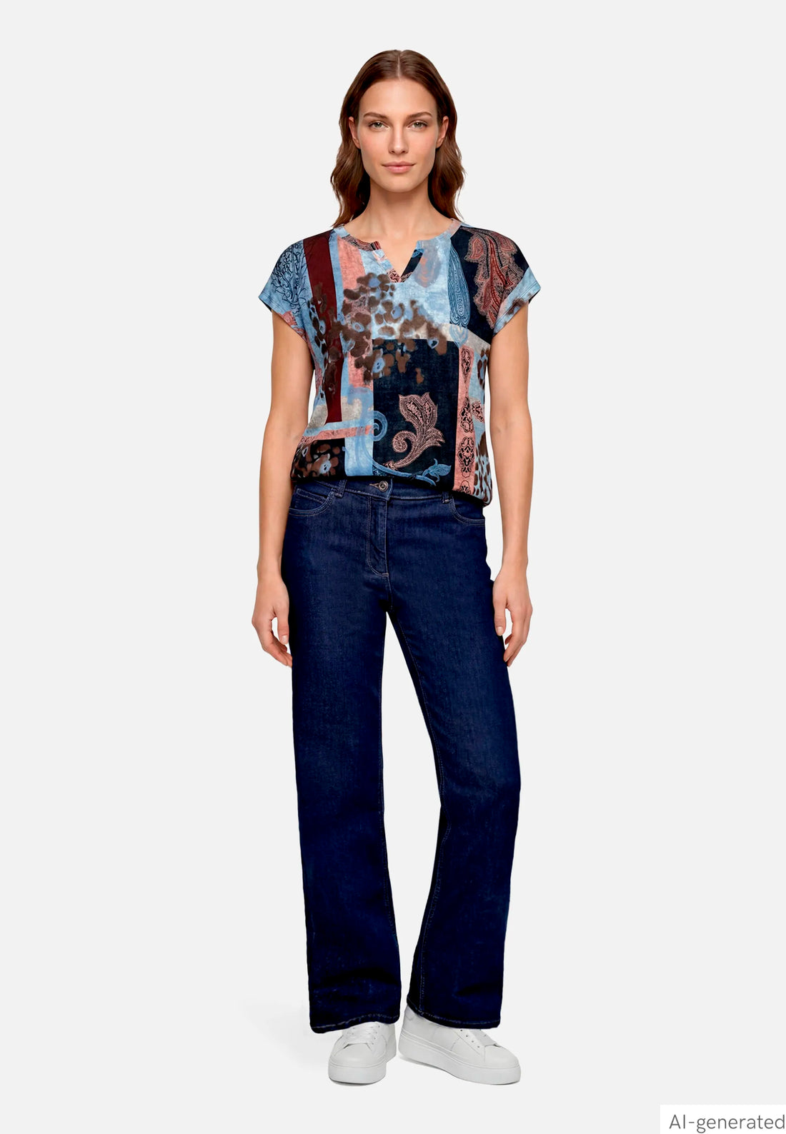 Betty Barclay Deep Blue Denim Women Wide-Leg Jeans with a Used Wash SKU: 6217-1980_8624 Image 02