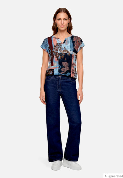 Betty Barclay Deep Blue Denim Women Wide-Leg Jeans with a Used Wash SKU: 6217-1980_8624 Image 02