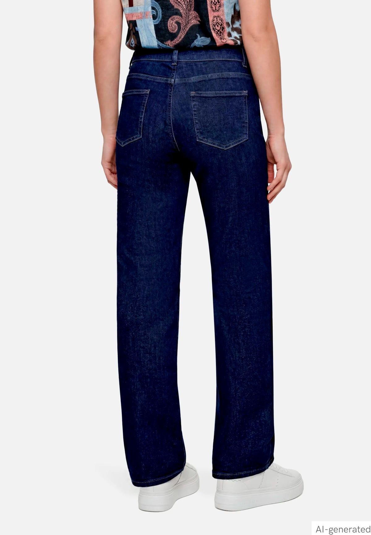 Betty Barclay Deep Blue Denim Women Wide-Leg Jeans with a Used Wash SKU: 6217-1980_8624 Image 03