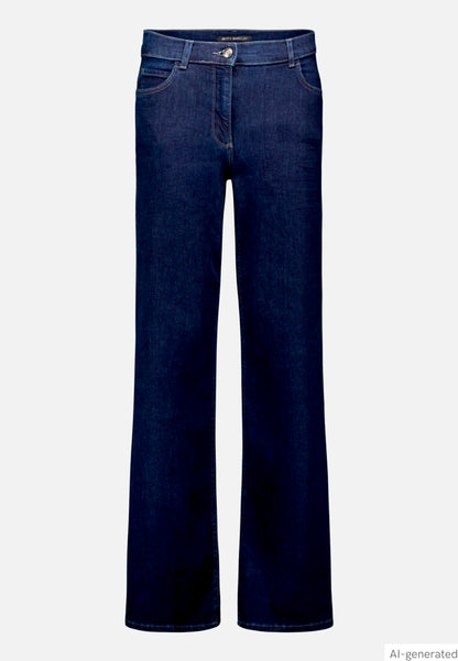 Betty Barclay Deep Blue Denim Women Wide-Leg Jeans with a Used Wash SKU: 6217-1980_8624 Image 04