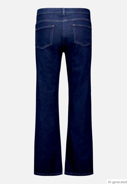 Betty Barclay Deep Blue Denim Women Wide-Leg Jeans with a Used Wash SKU: 6217-1980_8624 Image 05
