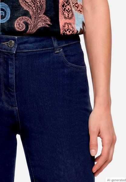 Betty Barclay Deep Blue Denim Women Wide-Leg Jeans with a Used Wash SKU: 6217-1980_8624 Image 06