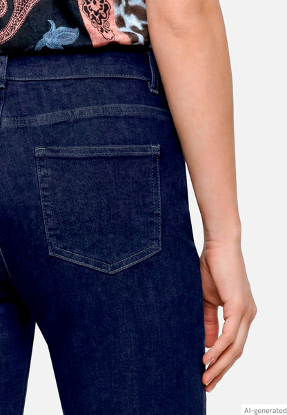 Betty Barclay Deep Blue Denim Women Wide-Leg Jeans with a Used Wash SKU: 6217-1980_8624 Image 07