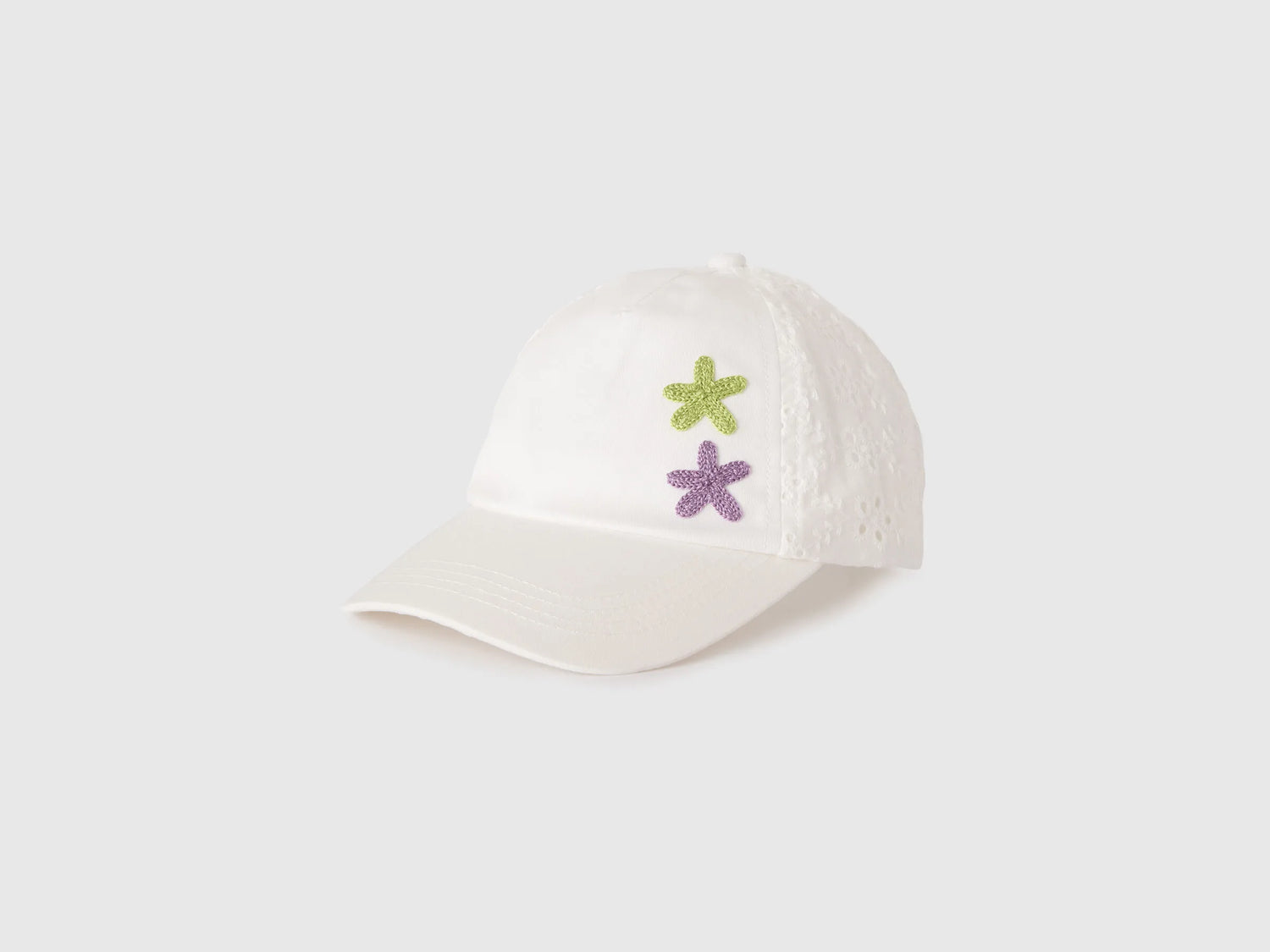 Benetton White Girls Baseball Cap with Sangallo Lace SKU: 62LARA00I_101 Image 01