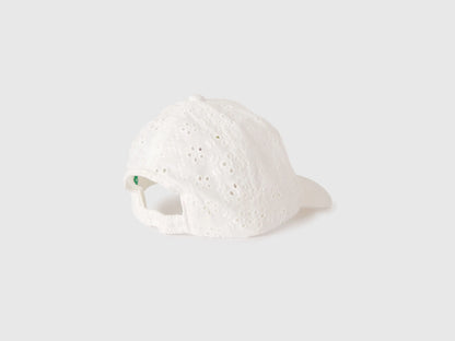 Benetton White Girls Baseball Cap with Sangallo Lace SKU: 62LARA00I_101 Image 02