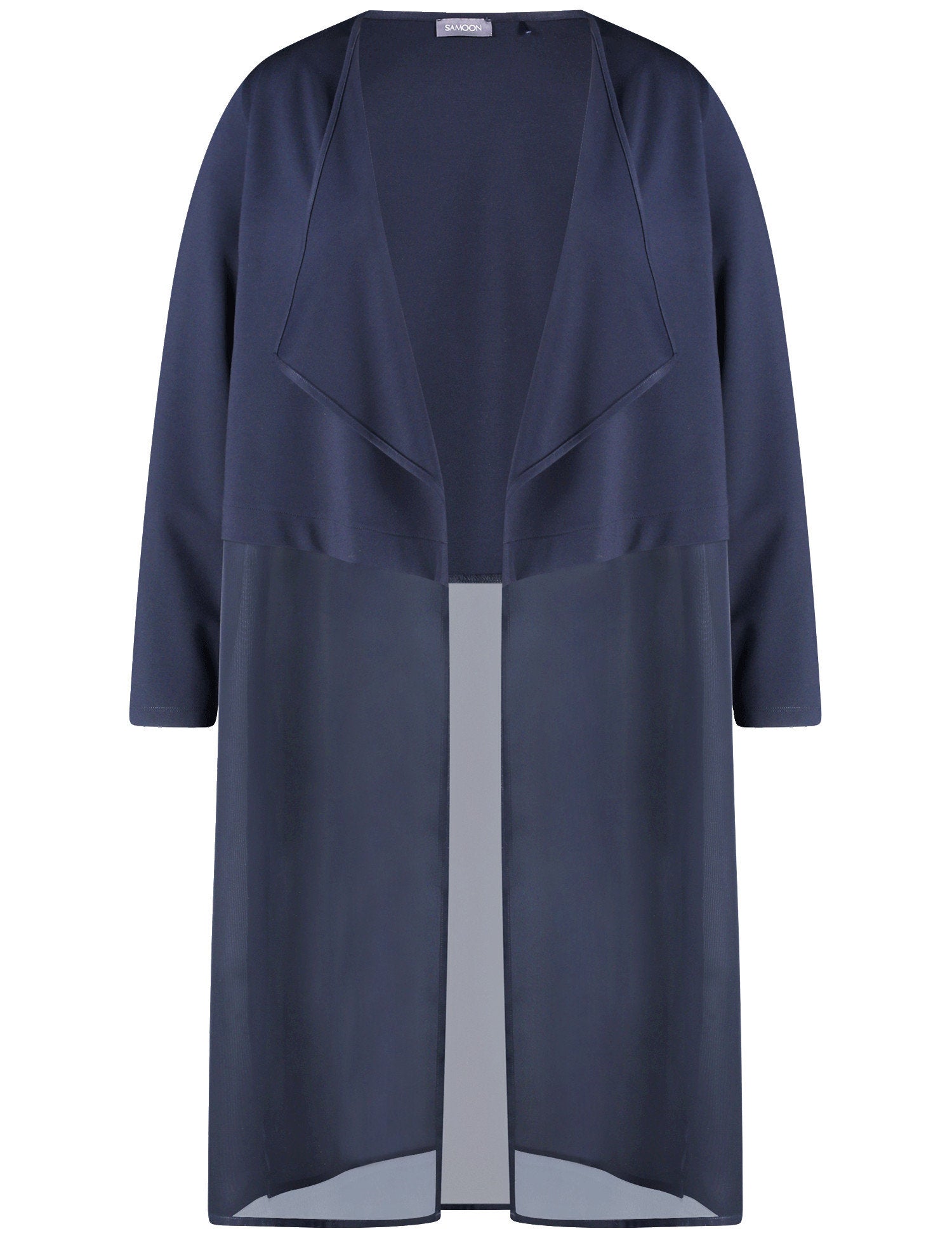 Samoon_Long Cardigan with a Chiffon Panel_631605-26212_8450_05