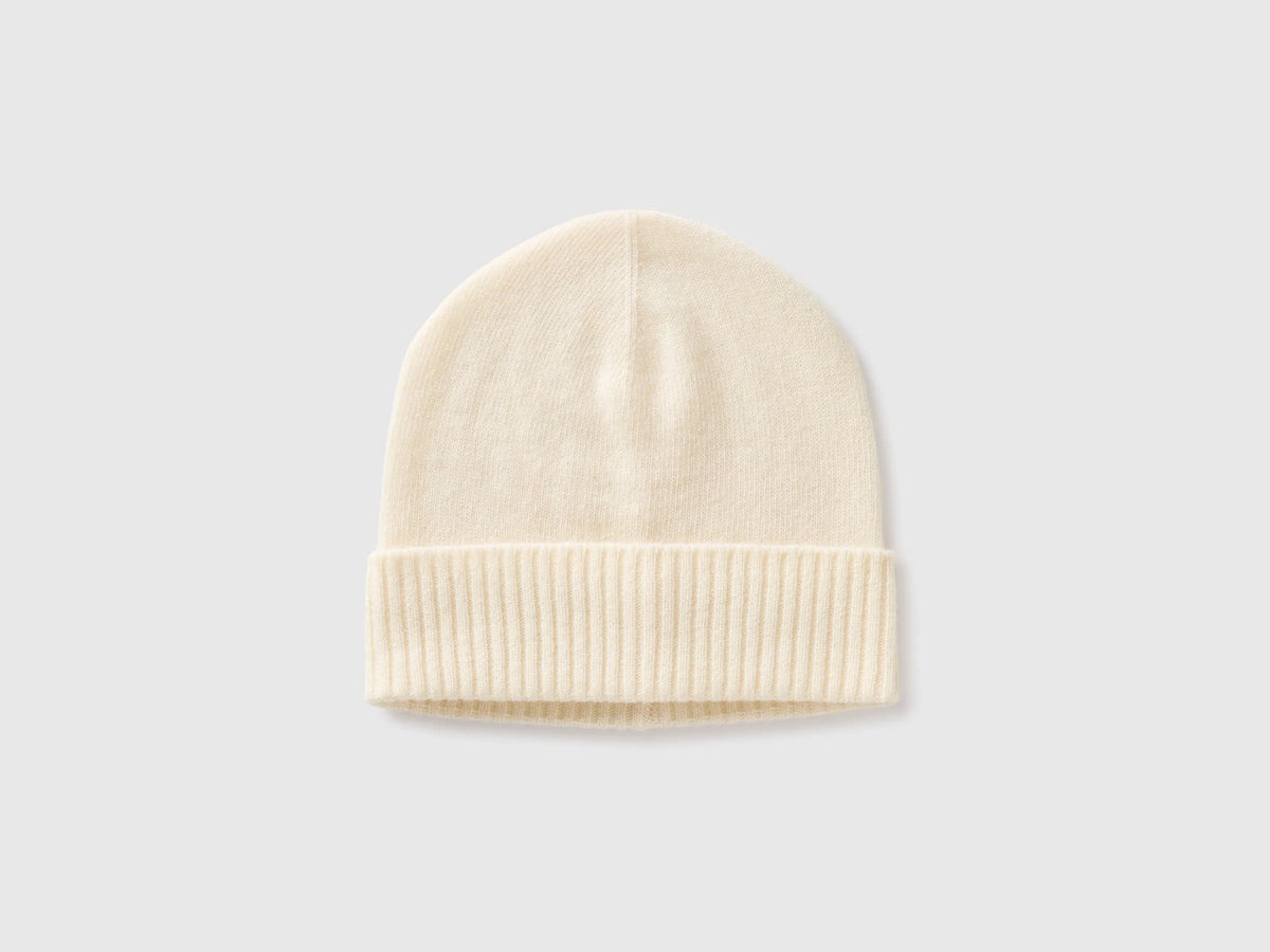 Benetton Creamy White Women 100% Wool Hat SKU: 63UWVA00G_000 Image 01
