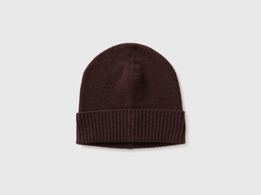 Benetton Dark Brown Women 100% Wool Hat SKU: 63UWVA00G_0G3 Image 01
