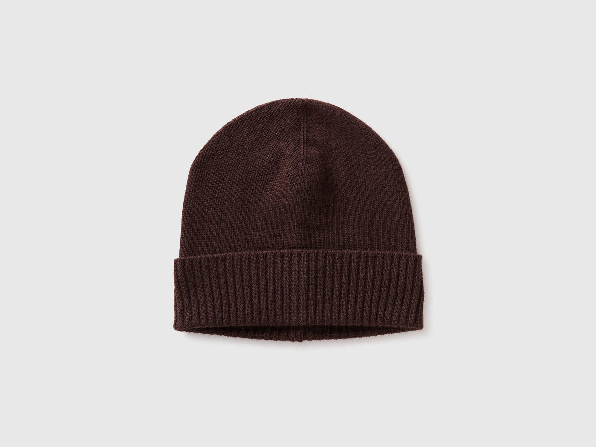 Benetton Dark Brown Women 100% Wool Hat SKU: 63UWVA00G_0G3 Image 01