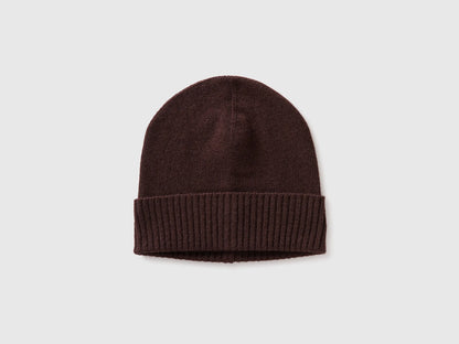 Benetton Dark Brown Women 100% Wool Hat SKU: 63UWVA00G_0G3 Image 01