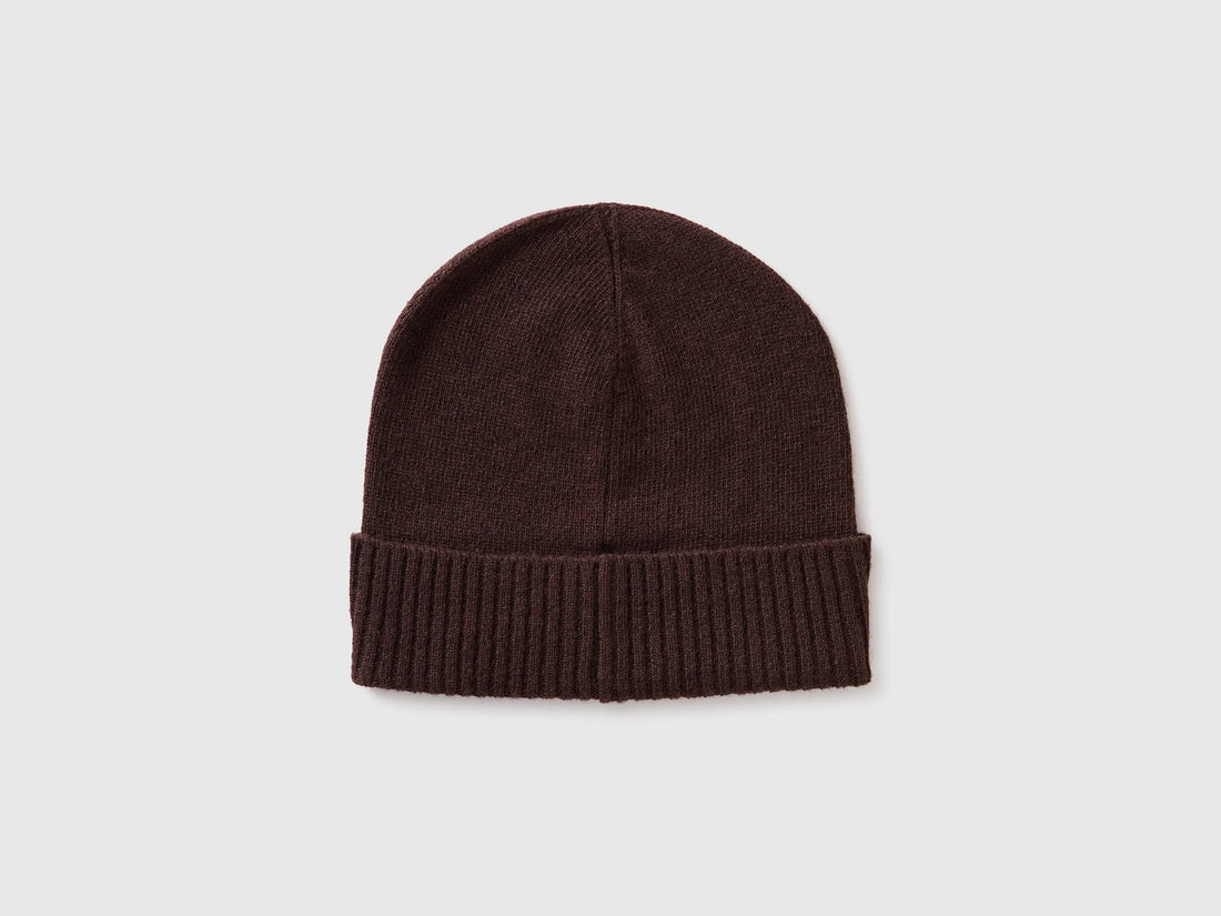 Benetton Dark Brown Women 100% Wool Hat SKU: 63UWVA00G_0G3 Image 02