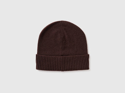 Benetton Dark Brown Women 100% Wool Hat SKU: 63UWVA00G_0G3 Image 02