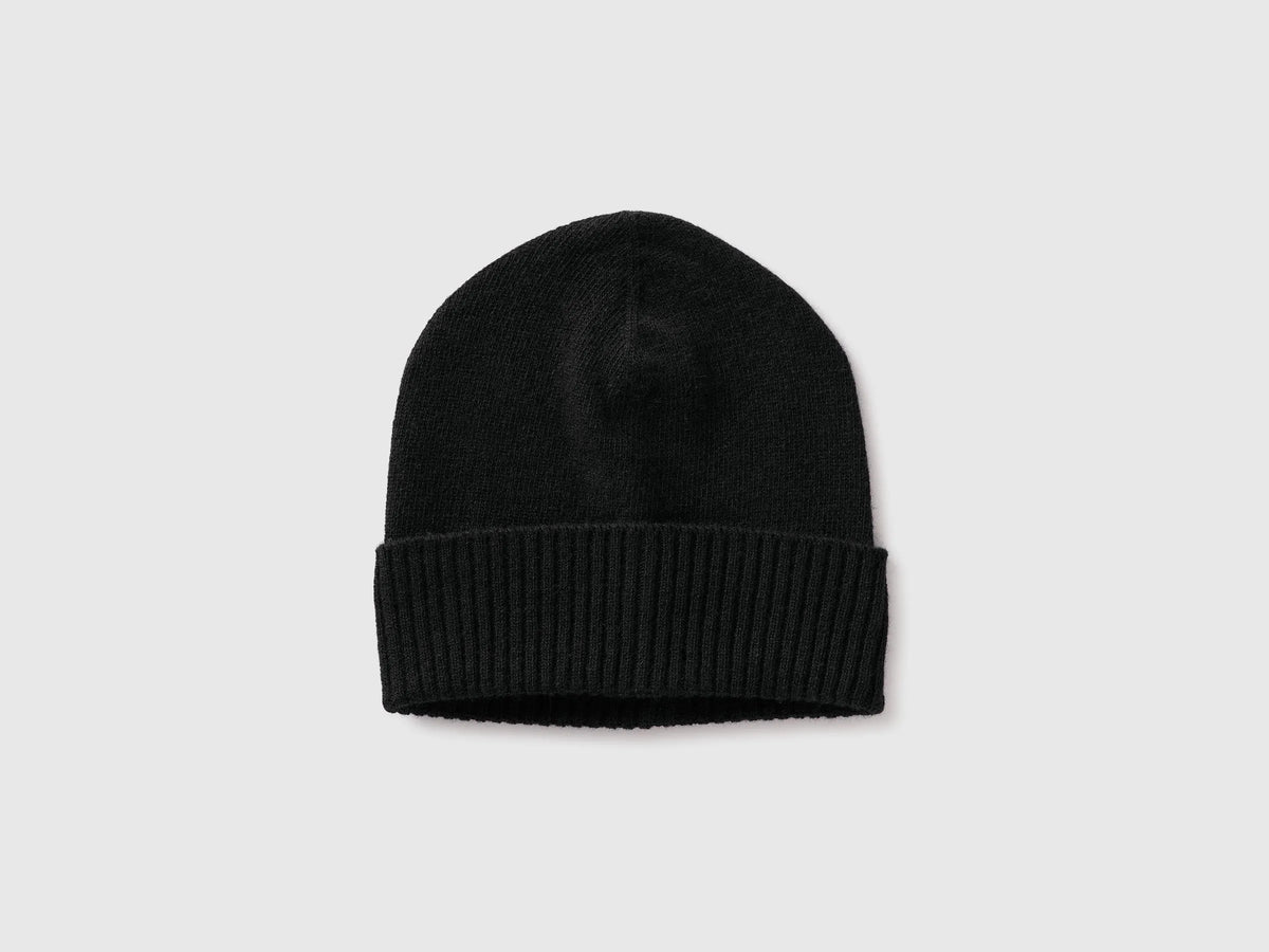 Benetton Black Women 100% Wool Hat SKU: 63UWVA00G_100 Image 01