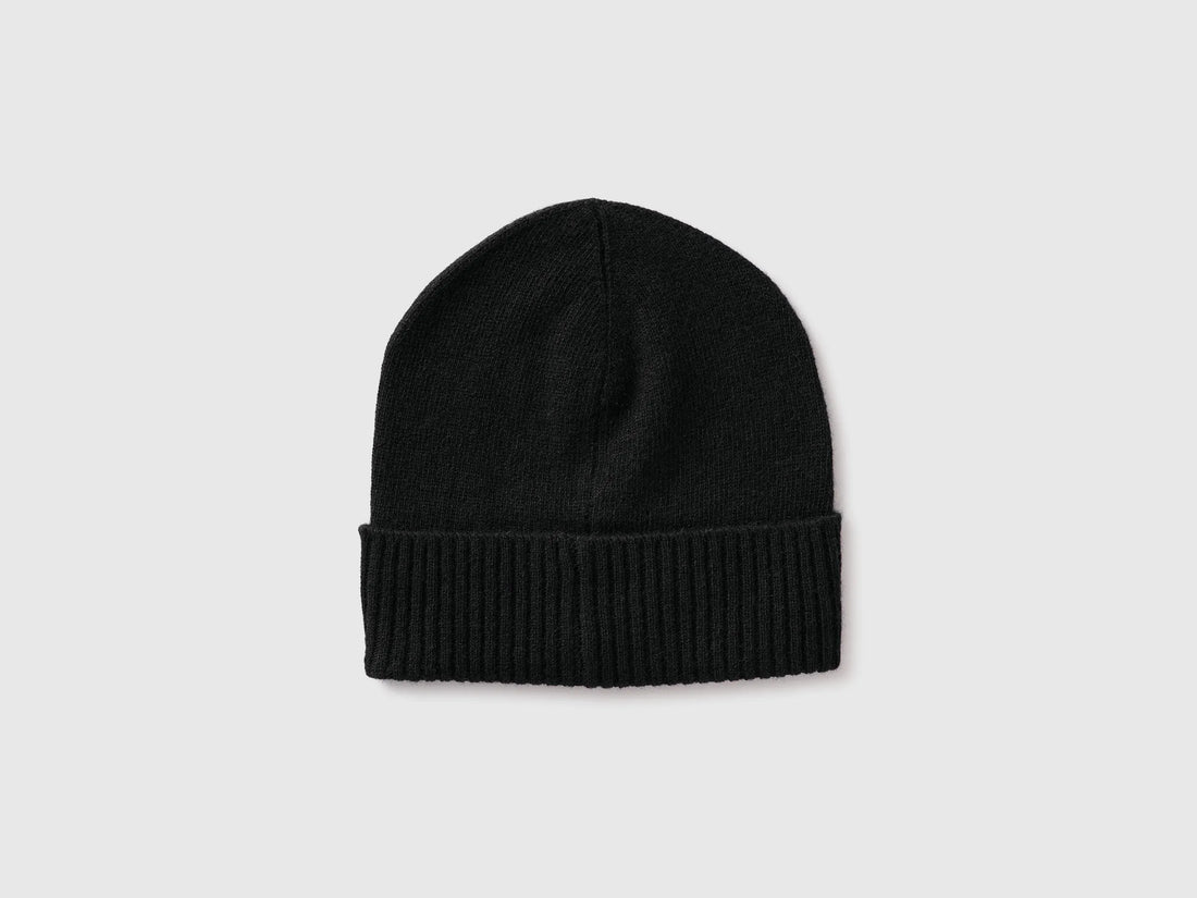 Benetton Black Women 100% Wool Hat SKU: 63UWVA00G_100 Image 02