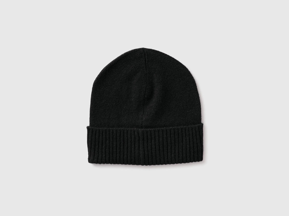 Benetton Black Women 100% Wool Hat SKU: 63UWVA00G_100 Image 02