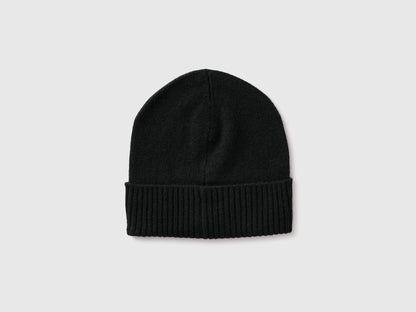 Benetton Black Women 100% Wool Hat SKU: 63UWVA00G_100 Image 02