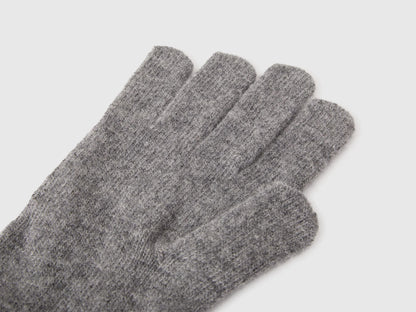 Benetton Dark Gray Men 100% Wool Gloves SKU: 63UWVG001_507 Image 02