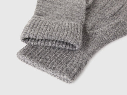 Benetton Dark Gray Men 100% Wool Gloves SKU: 63UWVG001_507 Image 03