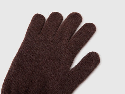 Benetton Dark Brown Women 100% Wool Gloves SKU: 63UWVG002_0G3 Image 02