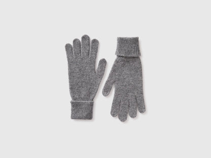 Benetton Dark Gray Women 100% Wool Gloves SKU: 63UWVG002_507 Image 01