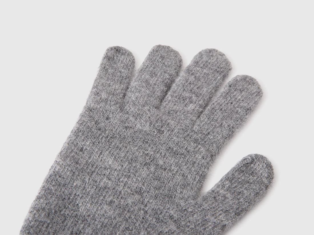 Benetton Dark Gray Women 100% Wool Gloves SKU: 63UWVG002_507 Image 02