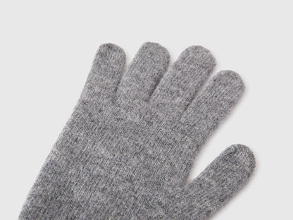 Benetton Dark Gray Women 100% Wool Gloves SKU: 63UWVG002_507 Image 02
