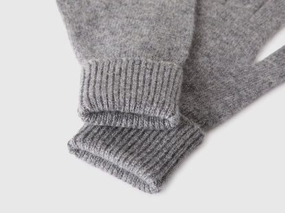 Benetton Dark Gray Women 100% Wool Gloves SKU: 63UWVG002_507 Image 03