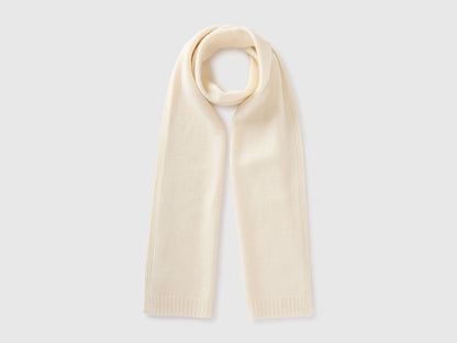 Benetton Creamy White Women 100% Wool Scarf SKU: 63UWVU00K_000 Image 01