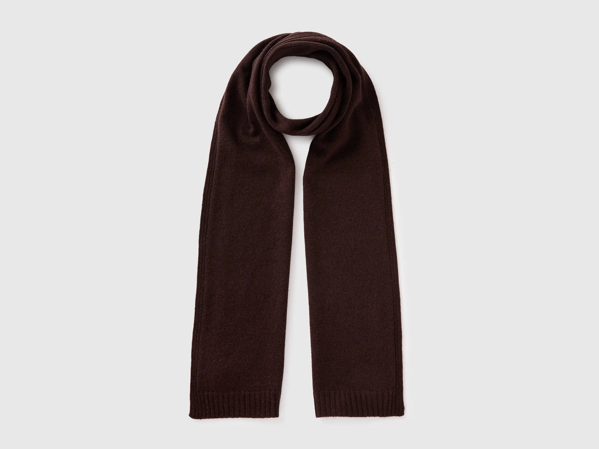 Benetton Dark Brown Women 100% Wool Scarf SKU: 63UWVU00K_0G3 Image 01