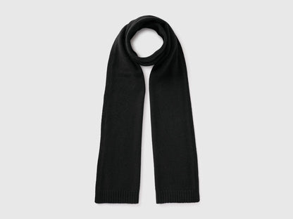 Benetton Black Women 100% Wool Scarf SKU: 63UWVU00K_100 Image 01