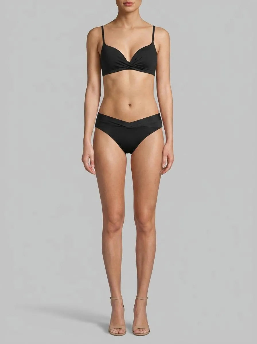 Women Secret_Black_Black Mid-Rise Twist Bikini Bottoms_6463636_01_00