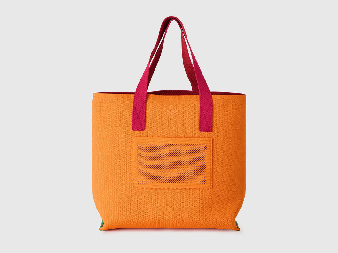 Benetton Orange Women Maxi Reversible Tote SKU: 64I8VY02E_903 Image 01