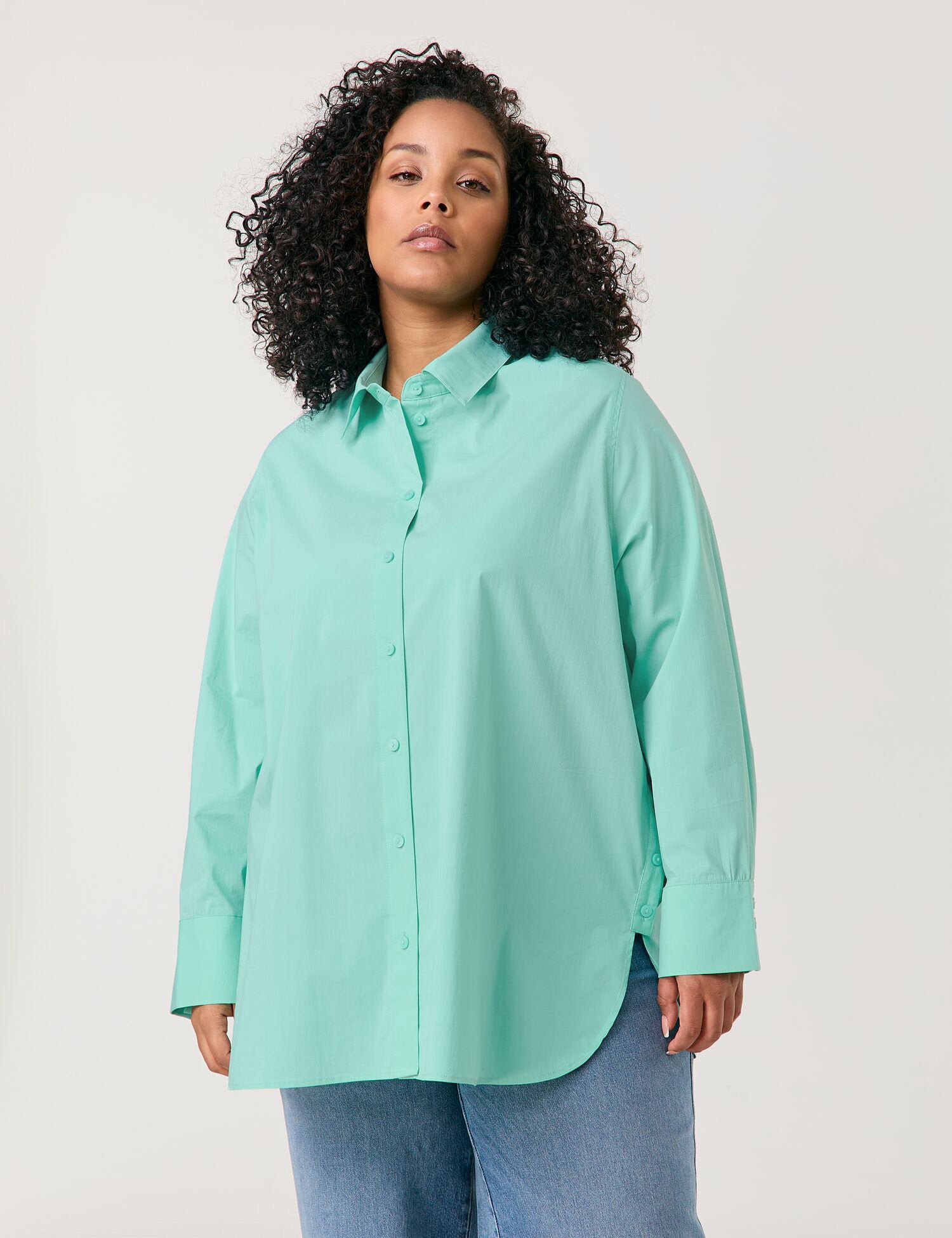 Samoon_Cotton Blouse with Side Button Plackets_660607-21105_8980_01