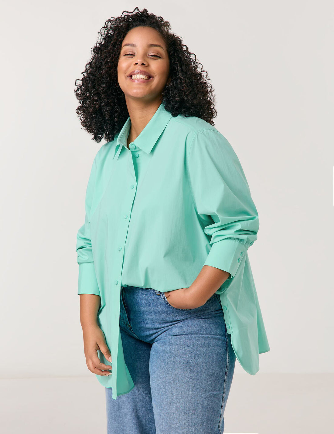 Samoon_Cotton Blouse with Side Button Plackets_660607-21105_8980_05