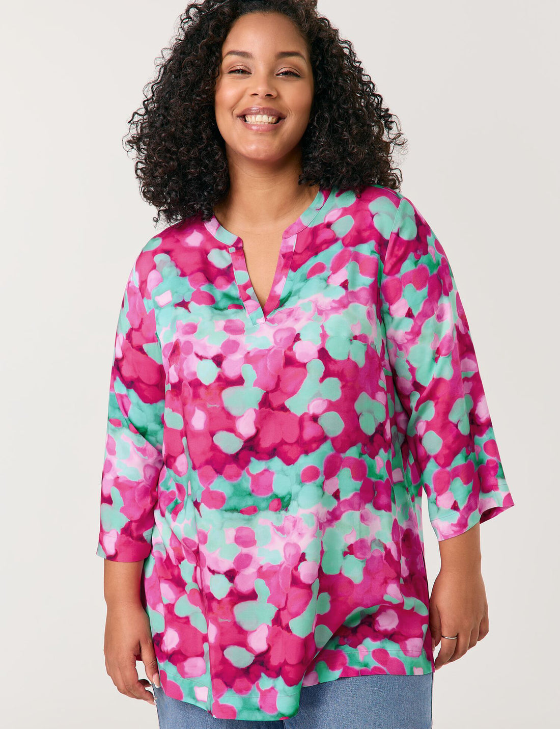 Samoon_Tunic with 3/4-Length Sleeves_660610-21118_3352_01