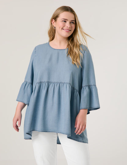 Samoon_Denim-Look Blouse with Flounces_660628-21128_8969_01
