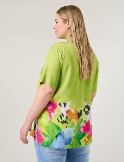 Samoon_Short Sleeve Blouse with a Floral Print_660629-21140_5752_03